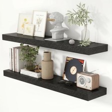 40 Inch Floating Shelves for Wall 8 Inch Deep Black Shelves Set of 2,Wall