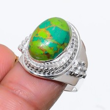 Copper Turquoise Gemstone 925 Sterling Silver Jewelry All Size Ring For Gift