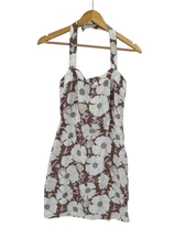 Abercrombie & Fitch Linen Blend Floral Apron Mini Dress Womens Sz ST Cottagecore