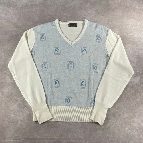 JCPenney, 60s 70s Women’s JcPenney Monogram V Neck Acrylic Warm Knit Sweater Medium