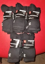 Under Armour Performance 20 Pairs Crew Socks Med Black Mens 4 To 8.5 W 7 To 10.5