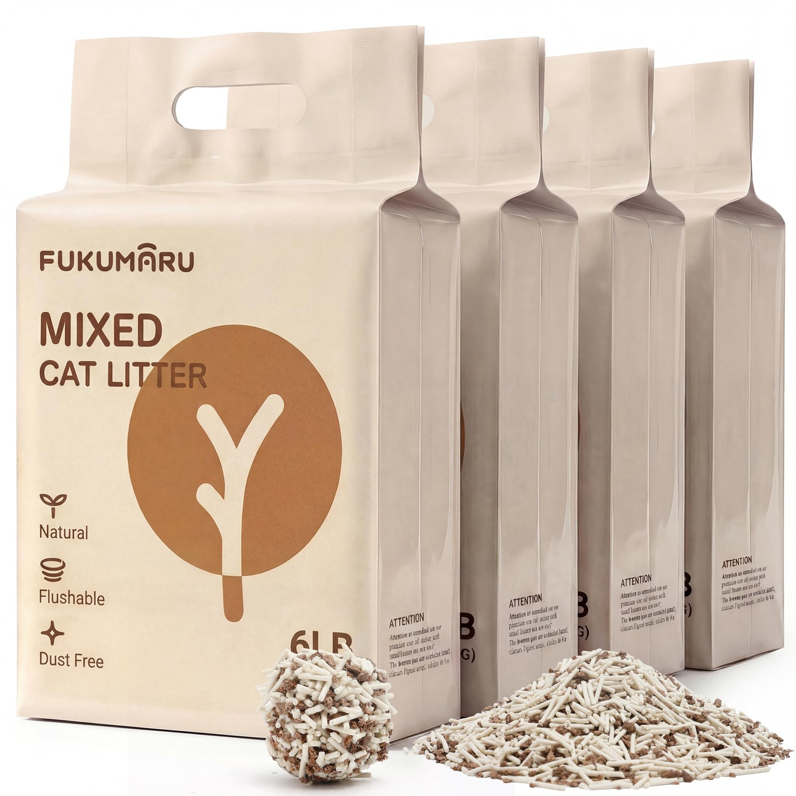 FUKUMARU Tofu Cat Litter, Clumping Litter 4 packs, 4 packs