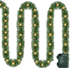 Christmas Garland Decoration, 15 FT Prelit Artificial Christmas Garland with 50