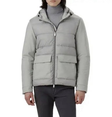 Bugatchi Water Resistant Hooded Puffer Men s Jacket Cement Size Medium New