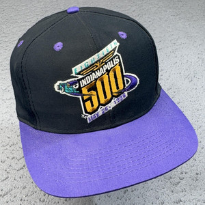 Vintage Indianapolis 500 Hat Cap Snap Back Mens One Size Black Racing Logo 7 90s