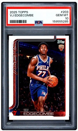 2025-26 Topps - VJ Edgecombe #203 (RC) PSA 10 Gem Mint Philadelphia 76’ers
