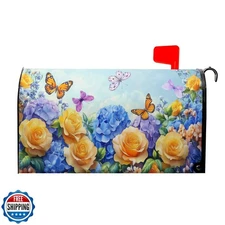 Anyako Spring Blue Yellow Hydrangeas Flowers Mailbox Covers Magne