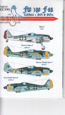 Eagle Cals Decals 1/32 Fw 190 F-8s Luftflotte 4, SG2 & SG10 #EC32-91