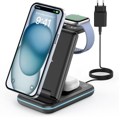 Kabelloses Ladegerät 3 in 1 Faltbar für iPhone, Apple Watch und AirPods, 18W