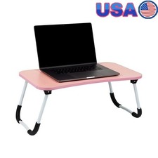 Foldable Bed Tray Portable Lap Desk Freestanding Table Laptop Reading Cup Holder
