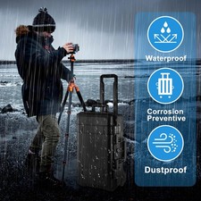 Rolling Camera Bag, Carrying Bag with Wheels Straps Padded Compartment Handle