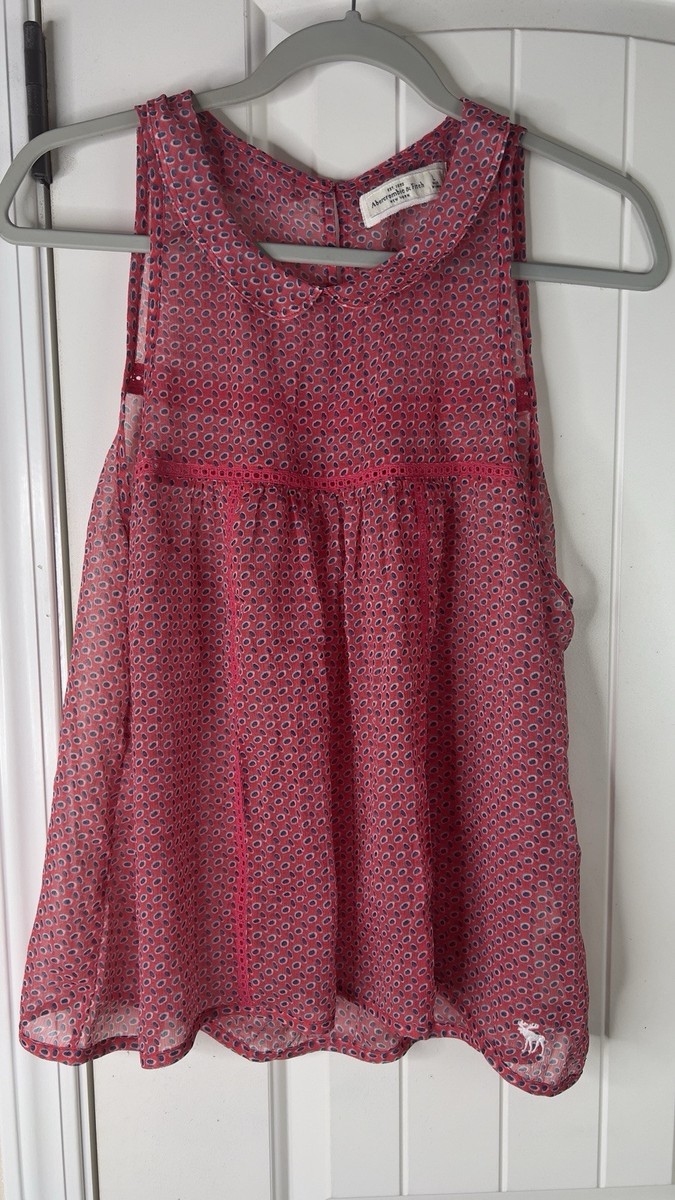 Abercrombie Fitch Flowy Sheer Pink Tank Top Babydoll Fairy Y2K Sz