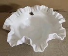 Vintage Fenton Hobnail White Milk Glass With Ruffled Edge 9" Bowl