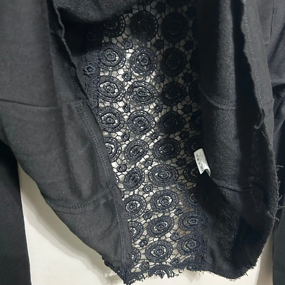 Z Avenue USA 女式衬衫 XL 黑色透明蕾丝背面长袖休闲性感上衣 — 第 4/4 张图片