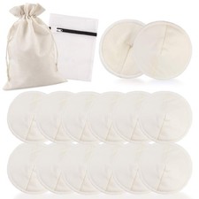 12 PCS Washable Nursing Pads, Reusable Organic Breast Pads with Laundry Bag a...