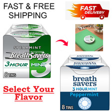  8 Count BREATH SAVERS Sugar Free Breath Mints Tins, 1.27 oz Select Your Flavor 