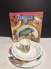 Corelle Corning 25th Anniversary Set Child's Plate Bowl Used Very Good Condition