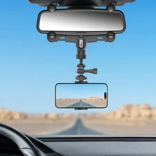 360 Rotation Car Rear View Mirror Mount for Cell Phone/Action Camera Holder USA