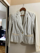 Calvin Klein Women s Beige Blazer Jacket Size 2 Short Button Pockets Long Sleeve