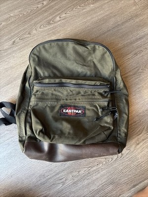 VTG 90s Eastpak Leather Bottom Hunter Green Book Bag Backpack USA