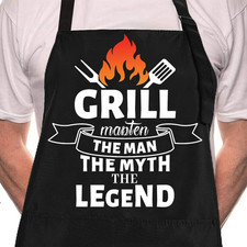Funny Black Chef Aprons for Men Adjustable BBQ Grill Kitchen Cooking Aprons with