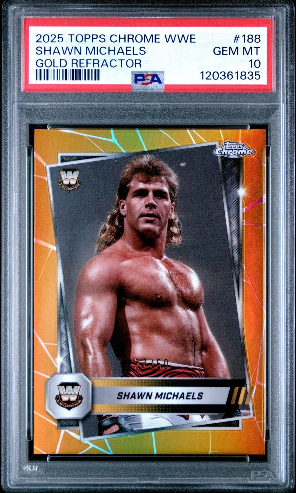 Shawn Michaels 2025 Topps Chrome GOLD Refractor #/50 #188 PSA 10 Gem Mint HBK!!!