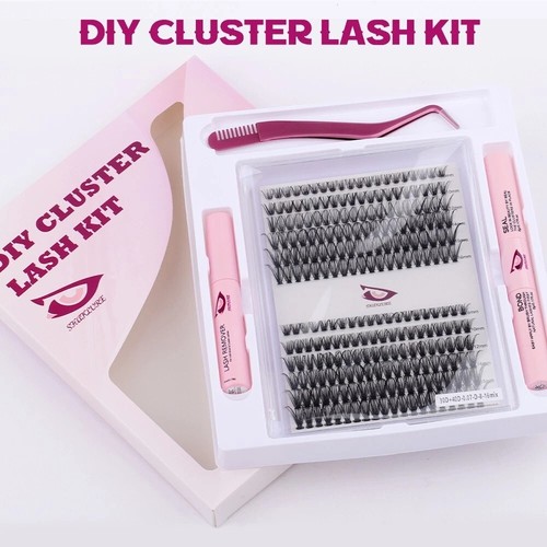 240PCS Individual Cluster Lashes Kit 30D 40D Curl Eyelash Extensions DIY Glue UK - Picture 4 of 7