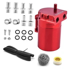 350ml Universal Oil Catch Can 0046 Aluminum Polish Baffled Reservoir Car red