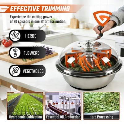 Bud Leaf Bowl Trimmer 16'' W/ Serrated Blades For Twist Spin Cutting Leaves