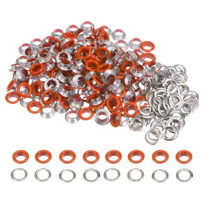 200 Set Round Grommets 8mm Hole Metal Eyelets with Washers for Shoes, Orange