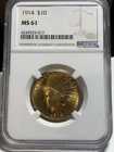 1914 $10 Indian Gold Eagle NGC MS61 ** PQ Coin ** NO RESERVE!