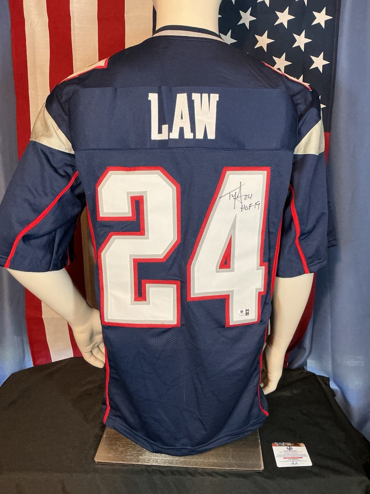 Ty Law New England Patriots Autographed & Inscribed Custom Football Jersey Coa