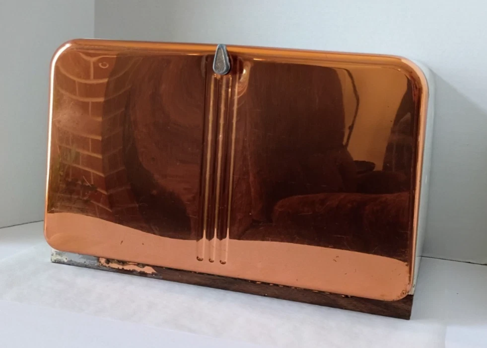 Vintage Lincoln Beauty Bread Box Copper Color Retro MCM Pie Shelf Metal
Opens in a new window or tab