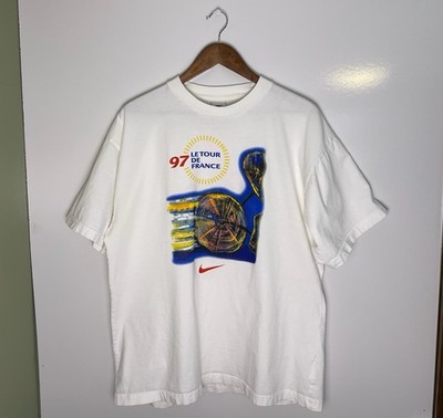 Vtg 90s 1997 Nike Tour De France Center Swoosh Biking T-Shirt Size