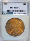 1896-P PCI MS-67+ Gold Obverse Toned/Obverse Brilliant Morgan Silver Dollar #306