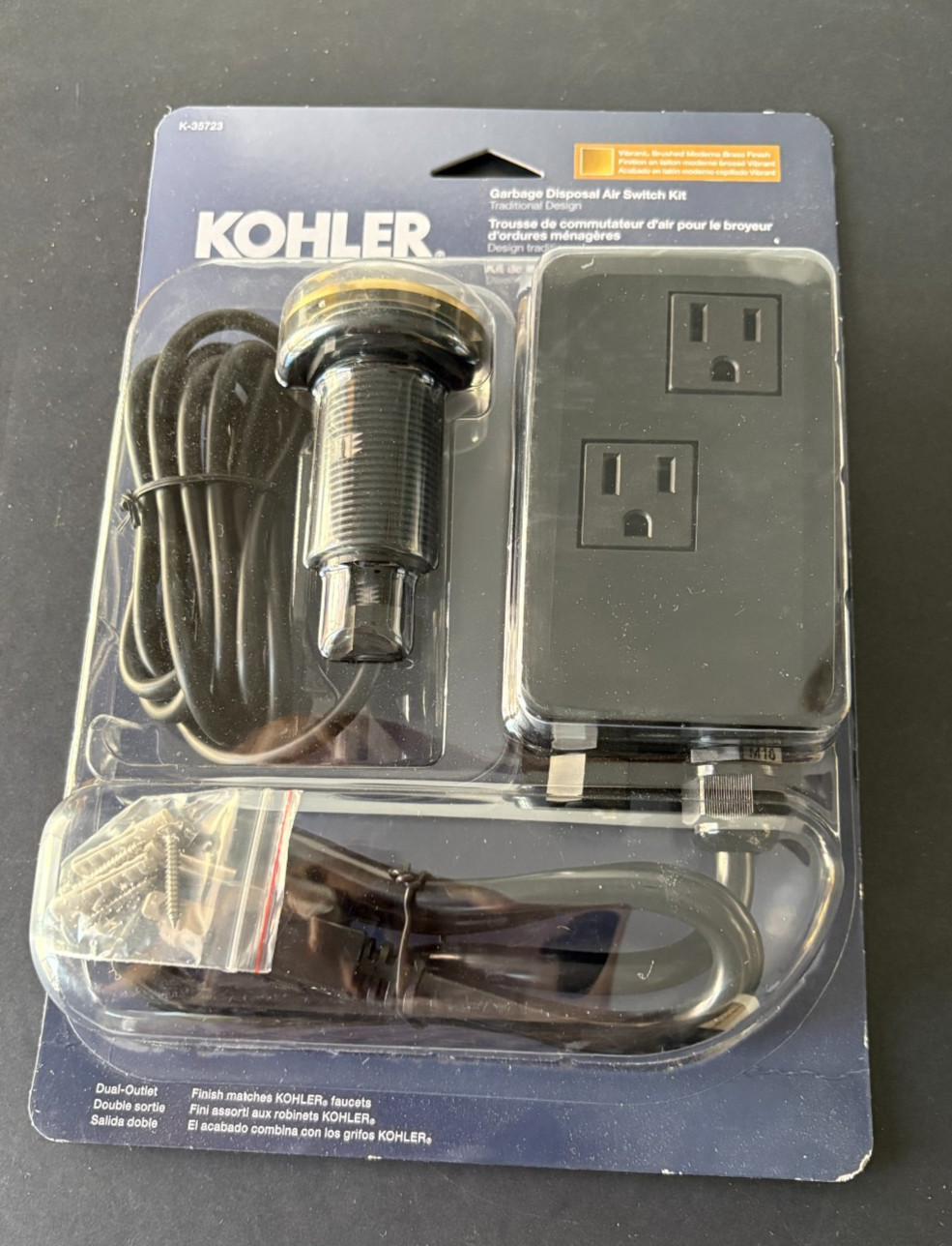 New Sealed Kohler  K-35723-2MB Garbage Disposal Air Switch Kit  J26