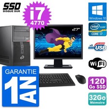 PC Tour Fujitsu P520 Ecran 27" Intel i7-4770 RAM 32Go SSD 120Go Windows 10 Wifi