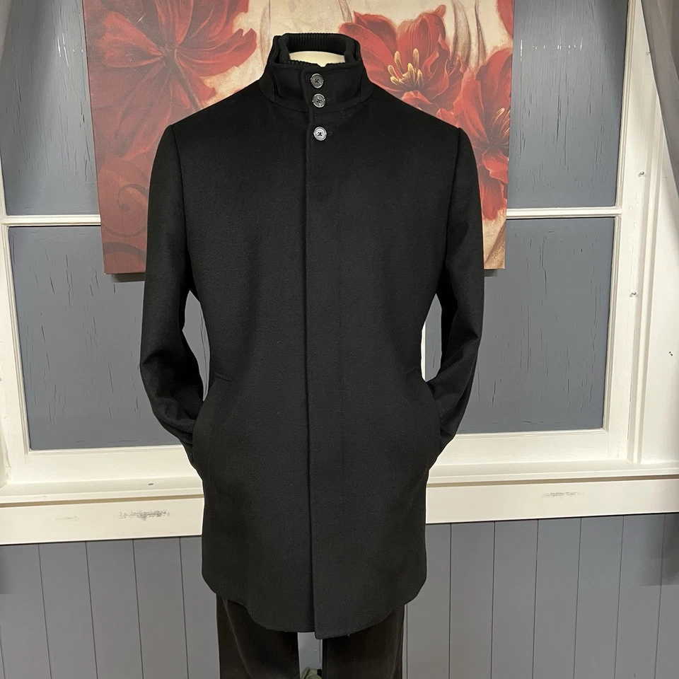 Cardinal of Canada Bib Insert Coat Topcoat Overcoat Mens XL (46-48R) Wool Black - Image 2 of 4