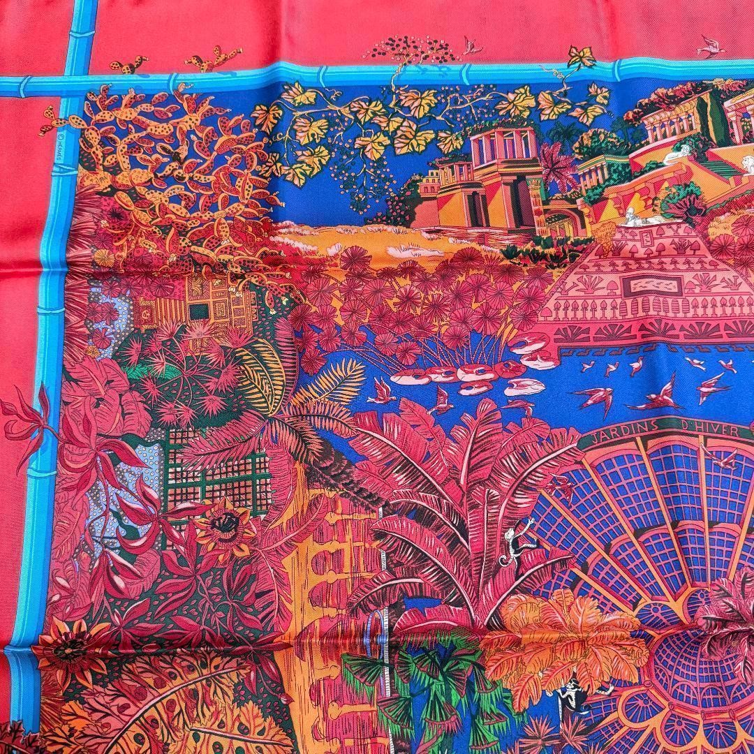 HERMÈS JARDINS d'Hiver Carre 90 88x89cm Silk 100% Multicolor Excellent Condition thumbnail 8