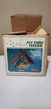 Vintage Opus Fly-Thru Bird Feeder Cedar Roof Two Station Small Birds USA Box