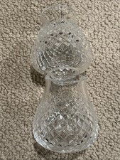 2 Waterford Crystal Replacement Hurricane Lamp Globe Alana Pattern 4.5" Tall