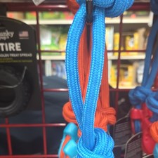 Blue Orange Heavy Duty Rope Tug Dog Toy with Knots for M/L Dogs