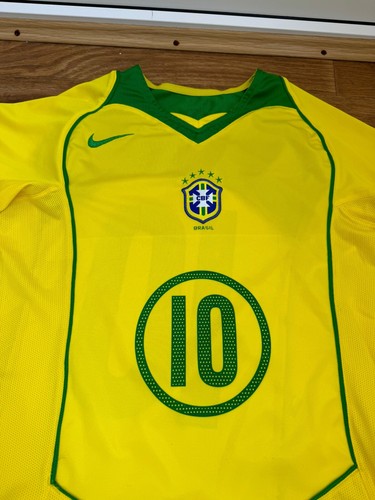 Camiseta de fútbol retro Brasil 2004 local Ronaldinho #10 talla S pequeña - Imagen 3 de 4