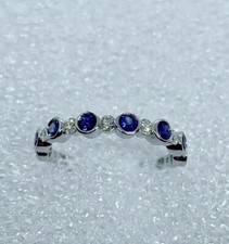 Round Cut Lab Created Blue Sapphire Wedding Women Ring 14K White Gold Plated 2CT