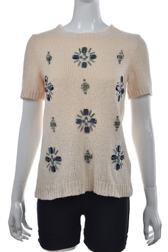 NEU J Crew Damen Pullover Größe S Elfenbein Strukturiert Baumwolle Rundhals Oberteil Shirt - Bild 1 von 5