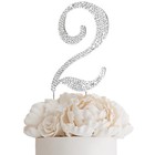 4.5" tall Silver Crystal Rhinestone Cake Topper Wedding Birthday Decorations