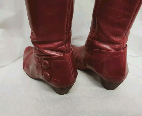 Django & Juliette STICK Womens 36 Calf High Pinot Red Cuban Heel Boots Zipper - Picture 14 of 19