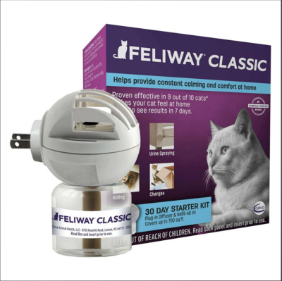 Feliway Classic Cat 30 Day Starter Kit Diffuser w 1 Refill for Calming Cats NEW
