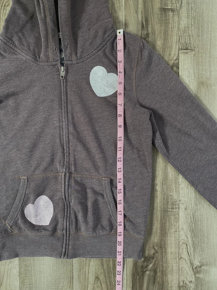 Victorias Secret PINK Peace Heart Hoodie Full Zip Brown sz Large - Image 4 of 4