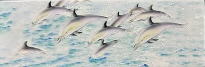 Wandbehang Kunstfliese (10 x 30 cm) - Delfine